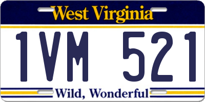 WV license plate 1VM521
