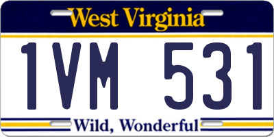 WV license plate 1VM531