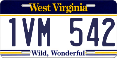WV license plate 1VM542