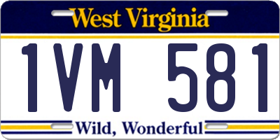 WV license plate 1VM581