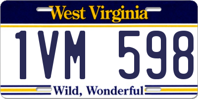 WV license plate 1VM598