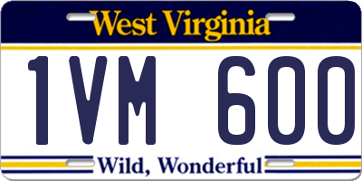 WV license plate 1VM600