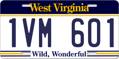 WV license plate 1VM601
