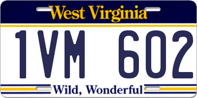 WV license plate 1VM602