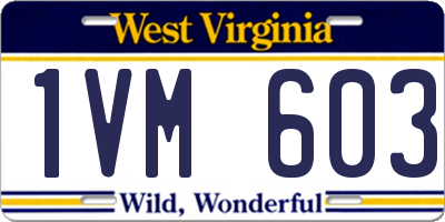WV license plate 1VM603