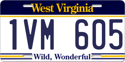 WV license plate 1VM605