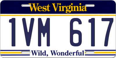 WV license plate 1VM617
