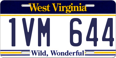 WV license plate 1VM644