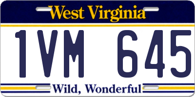 WV license plate 1VM645