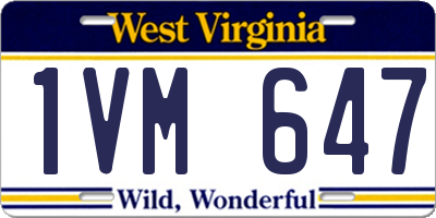 WV license plate 1VM647