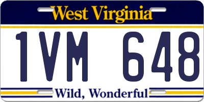 WV license plate 1VM648