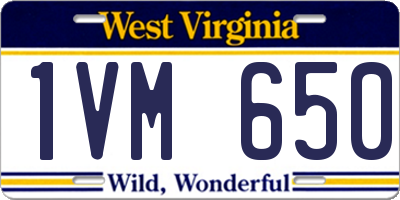 WV license plate 1VM650