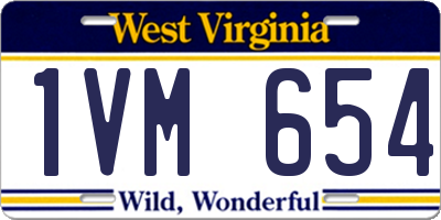 WV license plate 1VM654