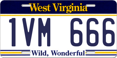 WV license plate 1VM666