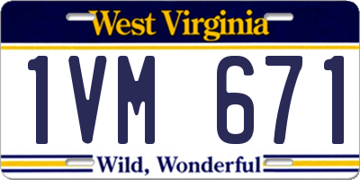 WV license plate 1VM671