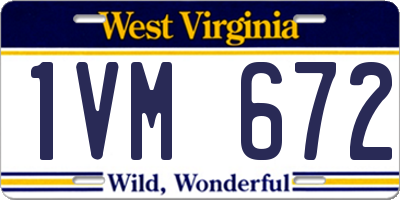 WV license plate 1VM672