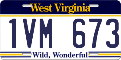 WV license plate 1VM673