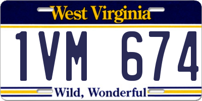 WV license plate 1VM674