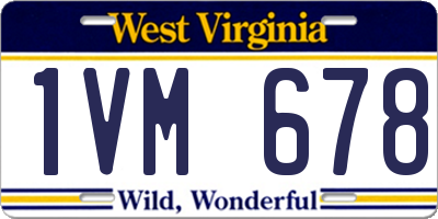 WV license plate 1VM678