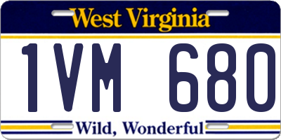 WV license plate 1VM680
