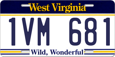 WV license plate 1VM681
