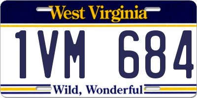 WV license plate 1VM684