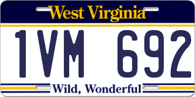 WV license plate 1VM692
