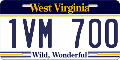 WV license plate 1VM700