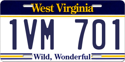 WV license plate 1VM701