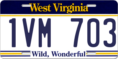 WV license plate 1VM703