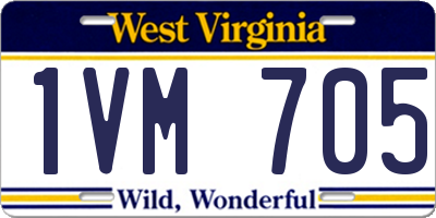 WV license plate 1VM705