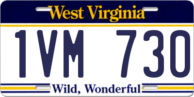 WV license plate 1VM730