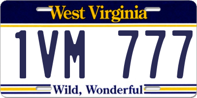 WV license plate 1VM777