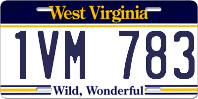 WV license plate 1VM783