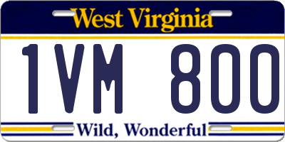 WV license plate 1VM800