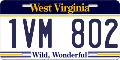 WV license plate 1VM802