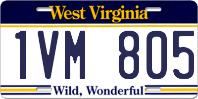 WV license plate 1VM805