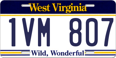 WV license plate 1VM807