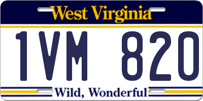 WV license plate 1VM820