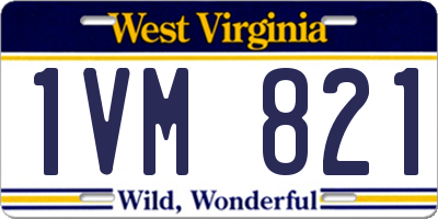 WV license plate 1VM821