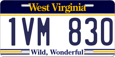 WV license plate 1VM830