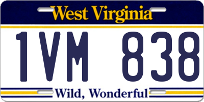 WV license plate 1VM838
