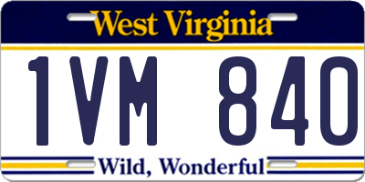 WV license plate 1VM840