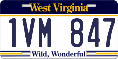 WV license plate 1VM847
