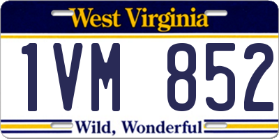 WV license plate 1VM852