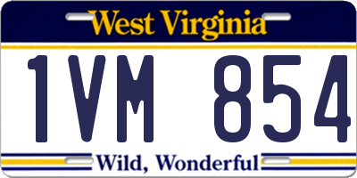 WV license plate 1VM854