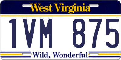 WV license plate 1VM875