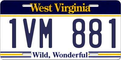 WV license plate 1VM881