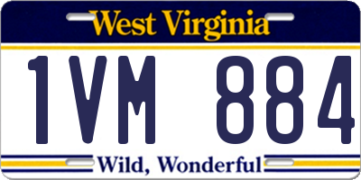 WV license plate 1VM884