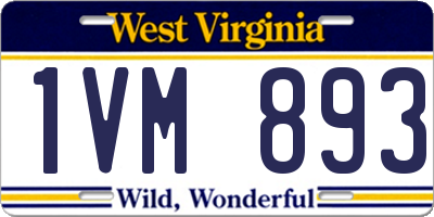 WV license plate 1VM893